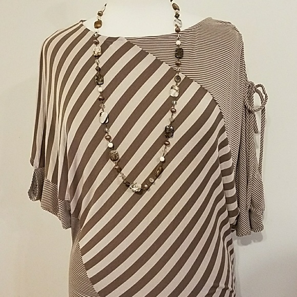 Unique Striped Tunic in Brown & Cream - Picture 2 of 8